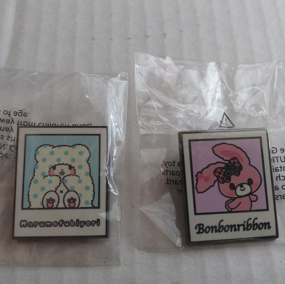 Marumofubiyori And Bonbonribbon Sanrio Ename Kawaii Character Pins Set Of Two